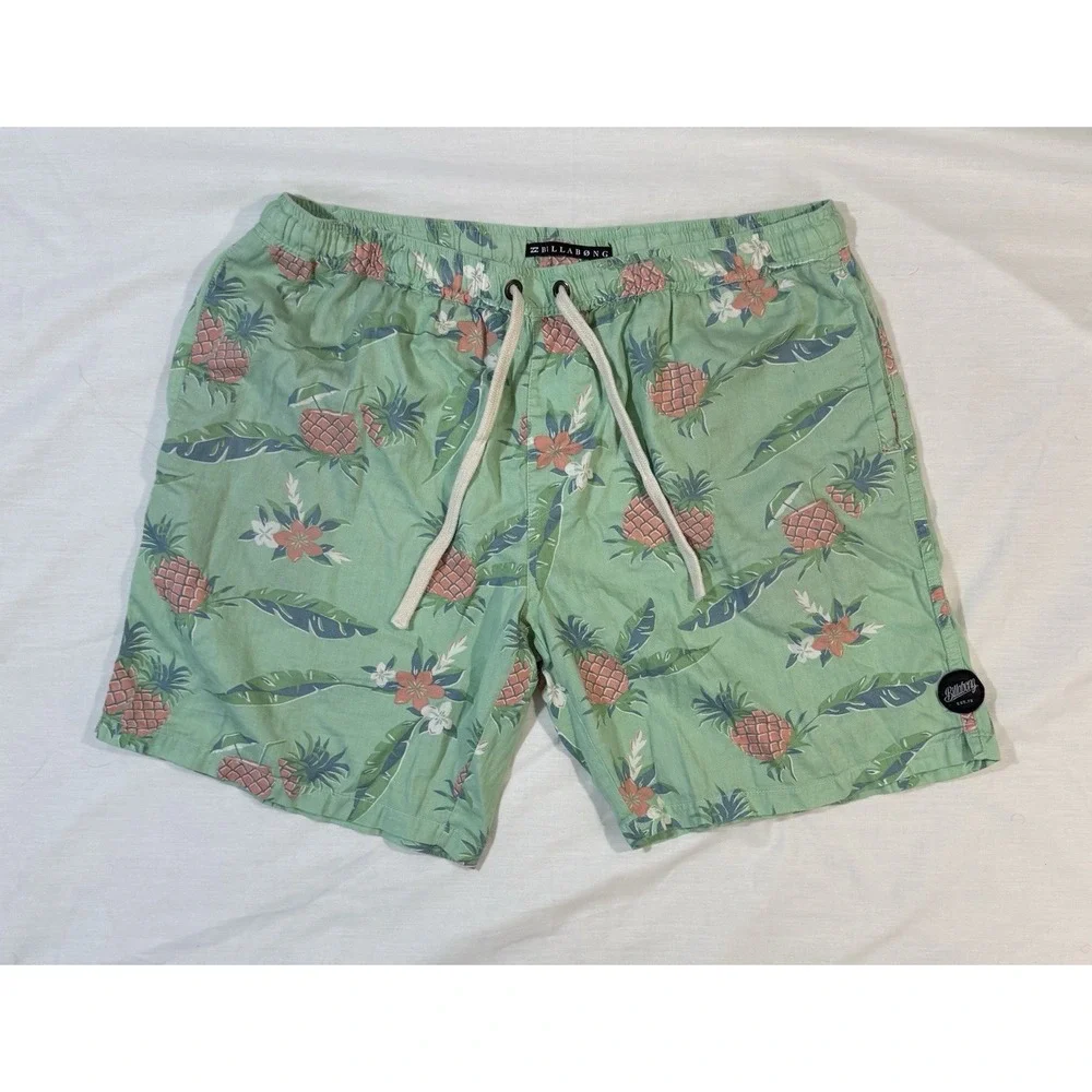 Billabong Boardshorts Men XL Green Pineapple Swim Inseam Bathing‎ Suit Trunks